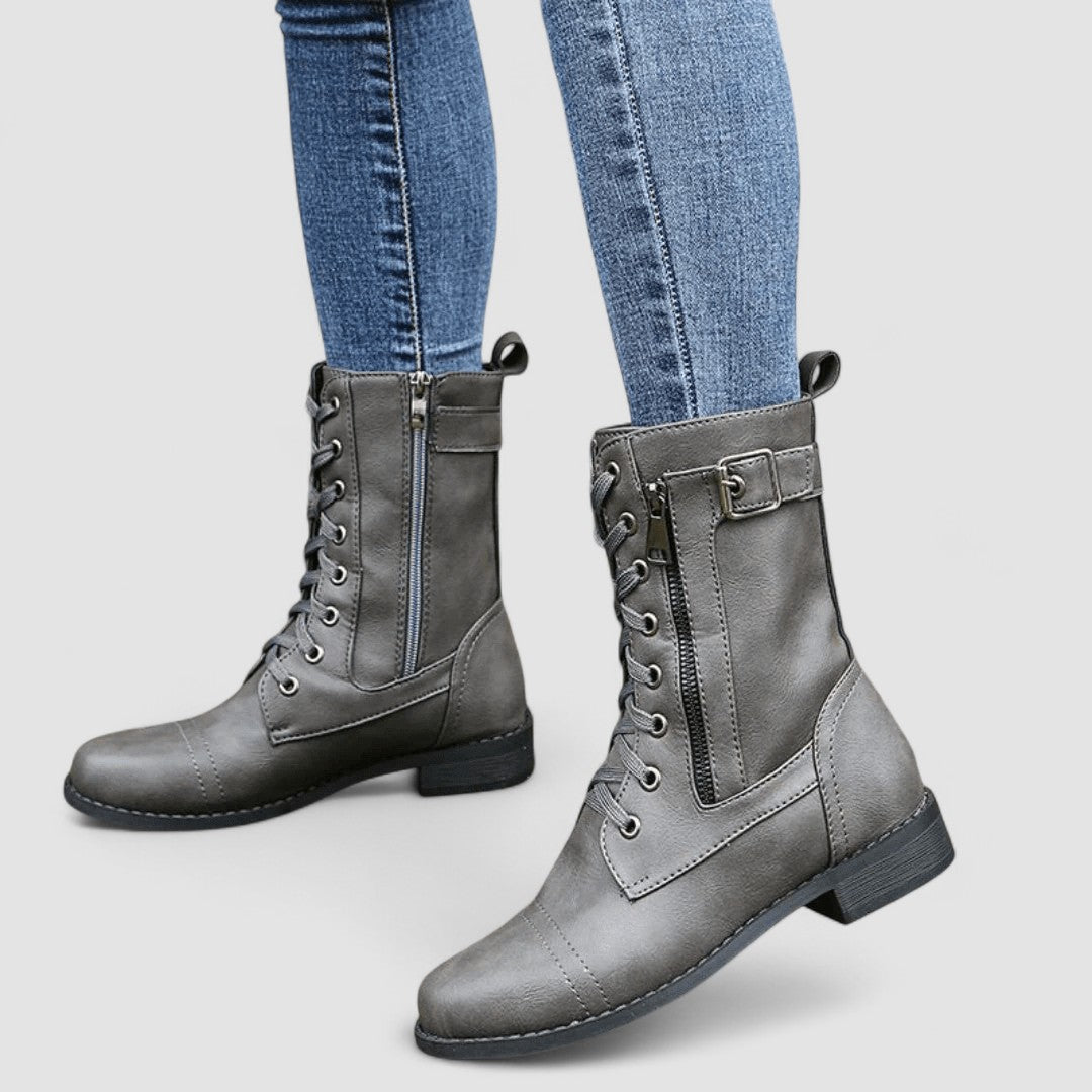 Glenda – Lace-Up Combat Ankle Boots