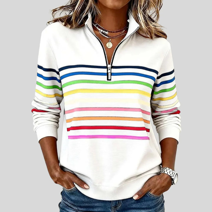 Millicent – Striped Quarter-Zip Sweatshirt
