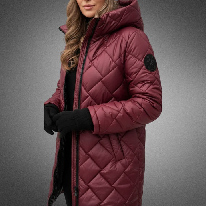 Joanna – Quilted Padded Long Hooded Coat