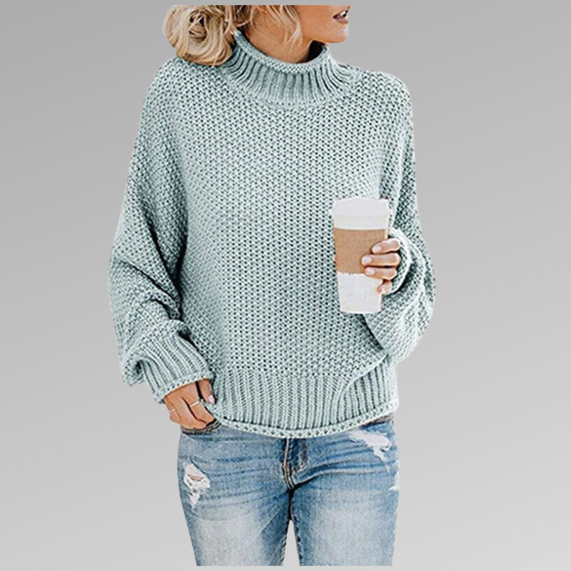 Joan – Chunky Knit Polo Neck Jumper