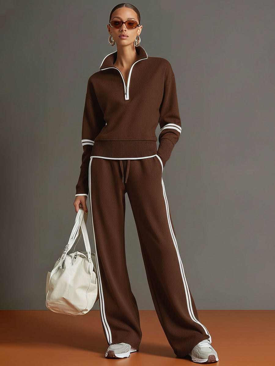 Carol – Zip Collar Top and Wide-Leg Set