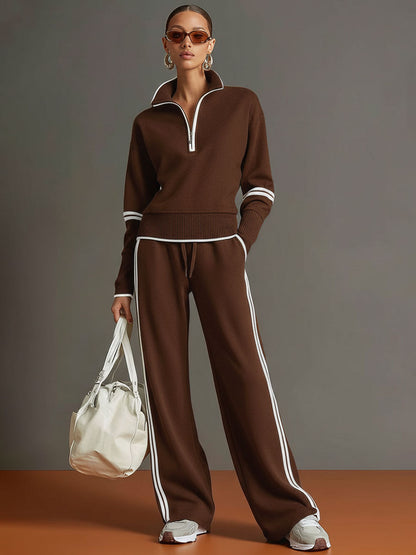 Carol – Zip Collar Top and Wide-Leg Set