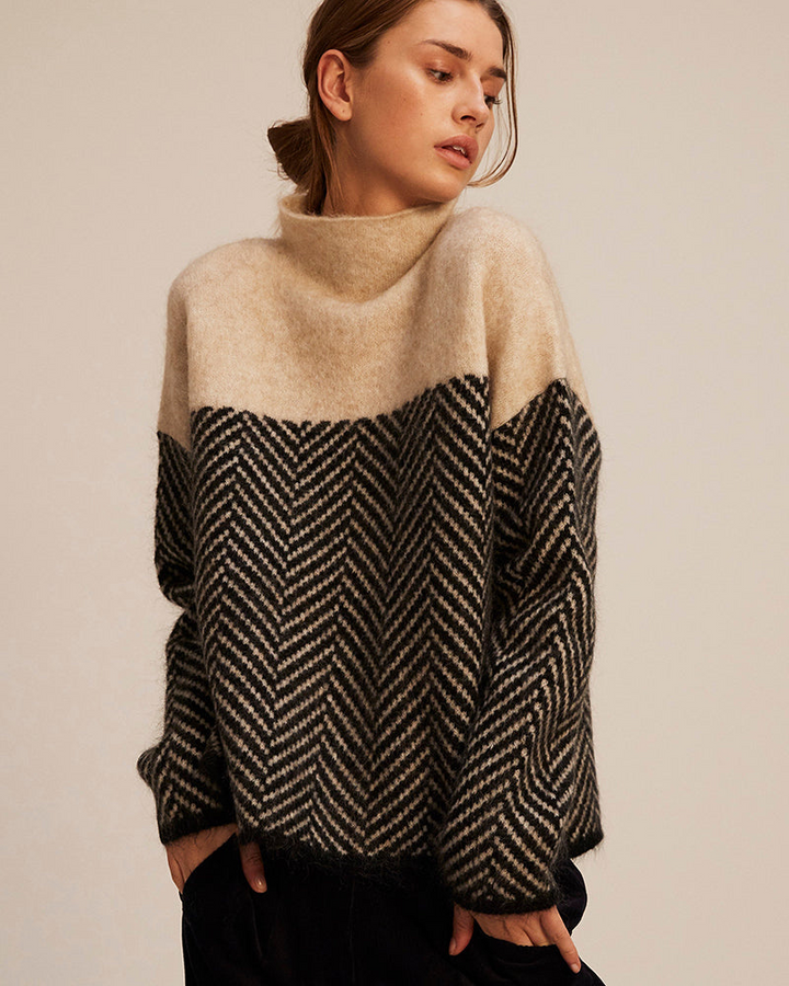 Blanche – Herringbone Turtleneck Jumper