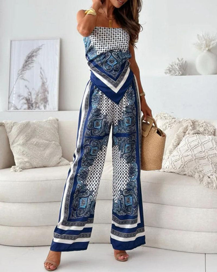 Carolanne | Holiday Ready Stylish Lace-Up Vest & Trousers Two-Piece Set Dress