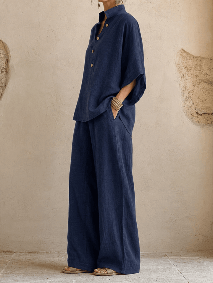 Zara – Batwing Blouse and Wide-Leg Trousers Set