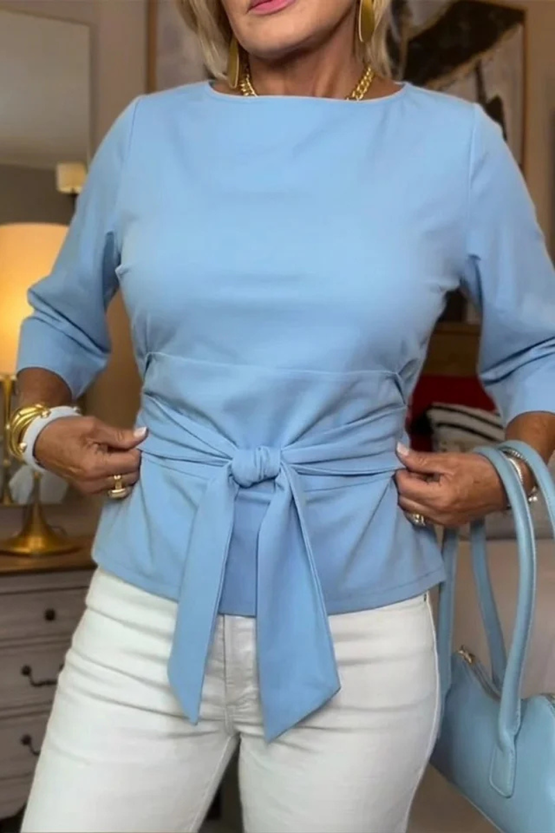 Elaine – Belted Bow Waist Top