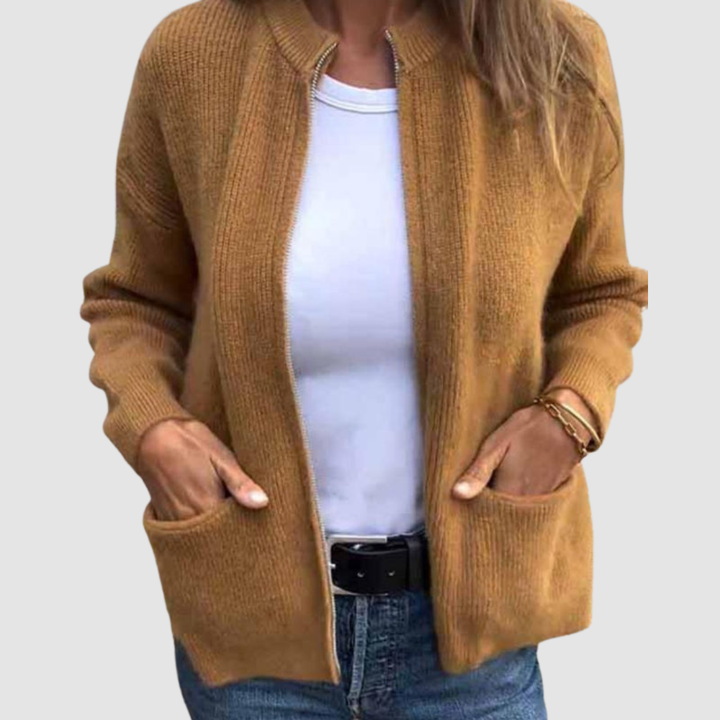 Sonia – Elegant Knit Zip-Up Cardigan