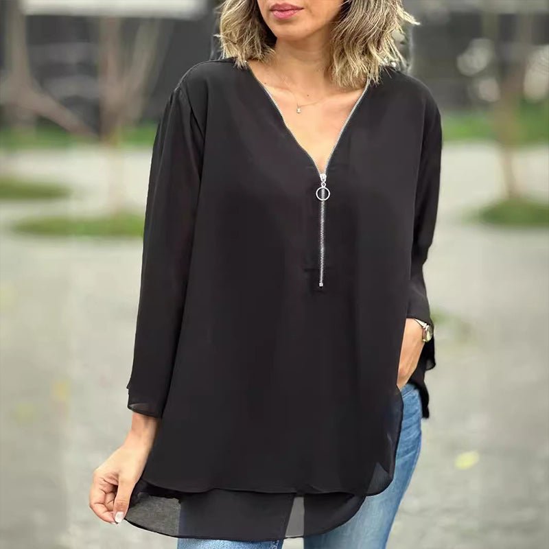 Jayne | Chiffon Zip Blouse