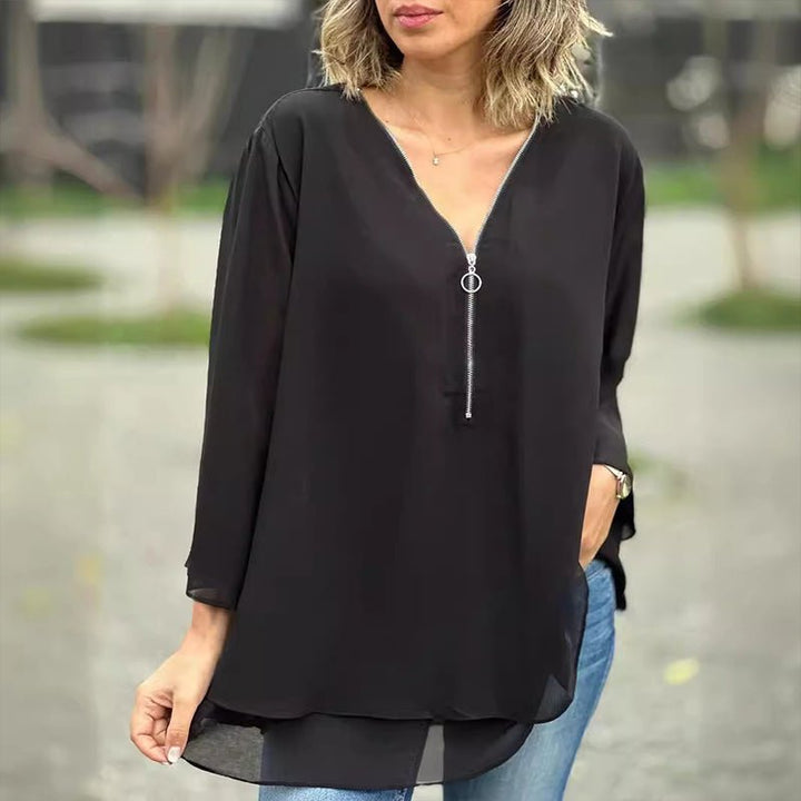 Jayne | Chiffon Zip Blouse
