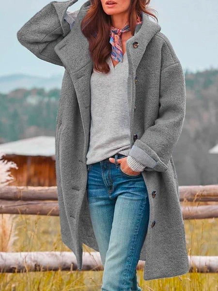 Ophelia – Hooded Button-Front Longline Coat