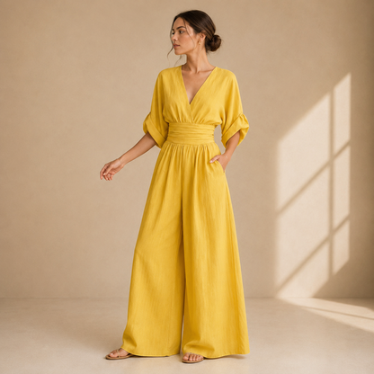 Saskia – Wide-Leg Wrap Jumpsuit