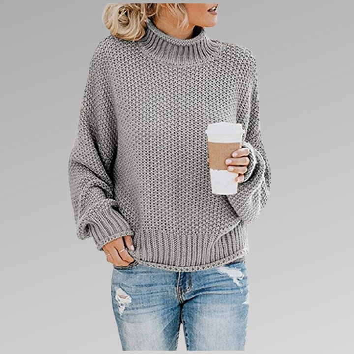 Joan – Chunky Knit Polo Neck Jumper
