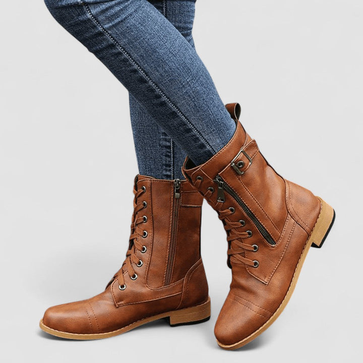Glenda – Lace-Up Combat Ankle Boots