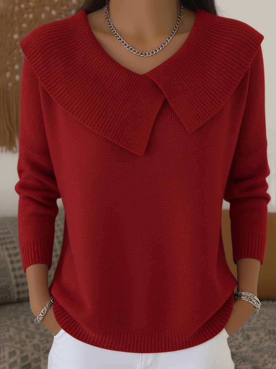 Yvonne – Knit Jumper with Fold-Over Collar