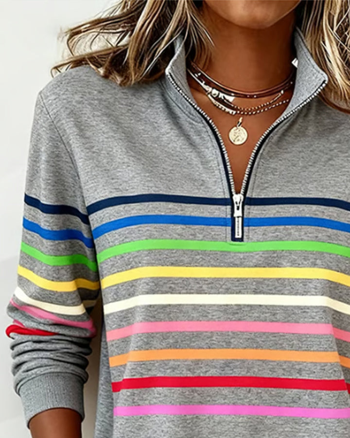 Bridget – Striped Quarter-Zip Casual Sweatshirt