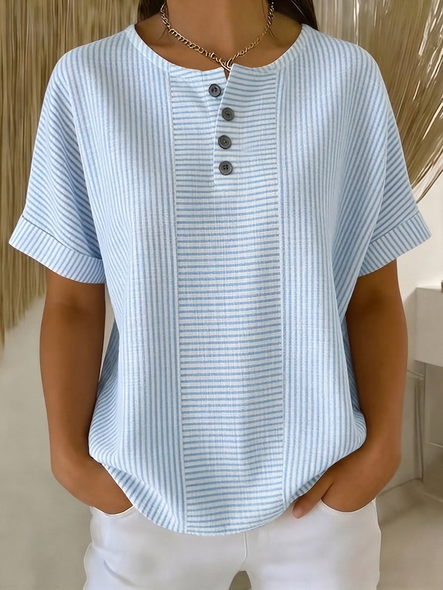 Drusilla – Striped Henley Button Top