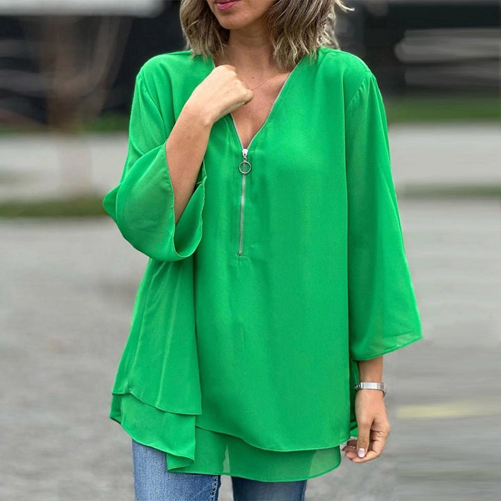 Jayne | Chiffon Zip Blouse