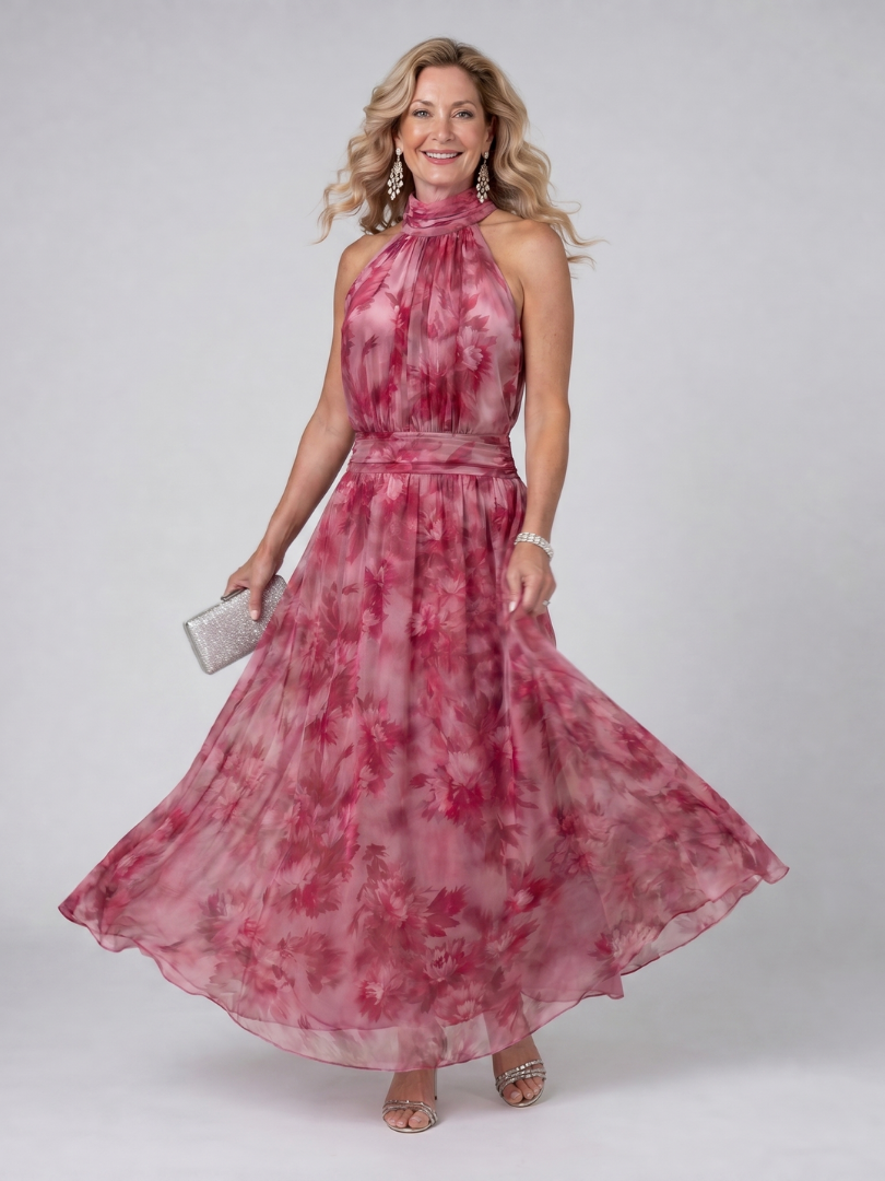 Niamh | Soft Halter Neck Midi Dress