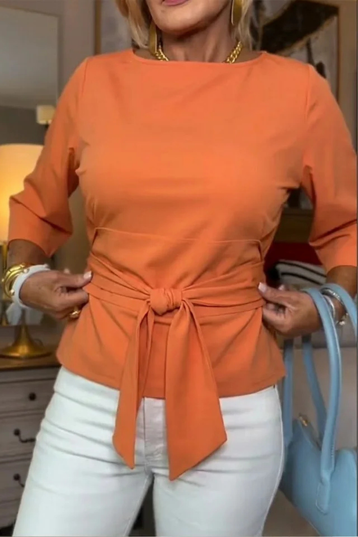 Elaine – Belted Bow Waist Top