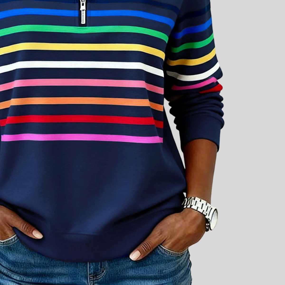 Judith – Striped Quarter-Zip Sweatshirt