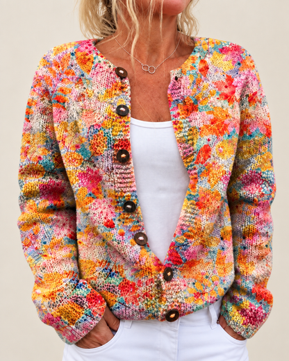 Maud – Printed Open-Front Knit Cardigan