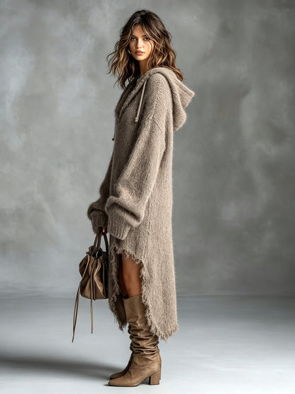 Aoife – Oversized Hooded Knit Midi Dress
