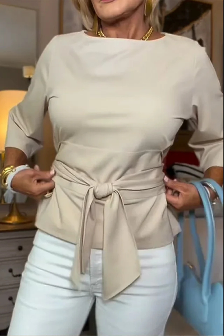 Elaine – Belted Bow Waist Top