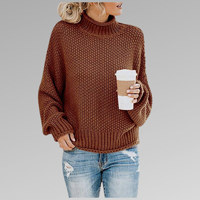 Joan – Chunky Knit Polo Neck Jumper