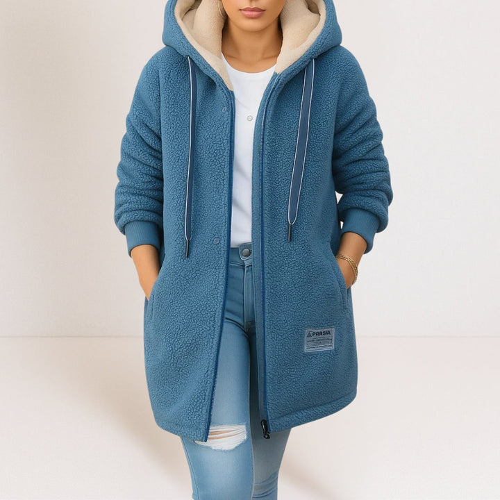 Cordelia – Longline Hooded Teddy Jacket