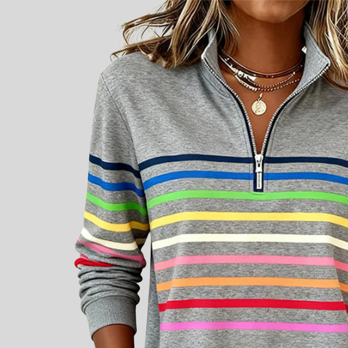 Judith – Striped Quarter-Zip Sweatshirt