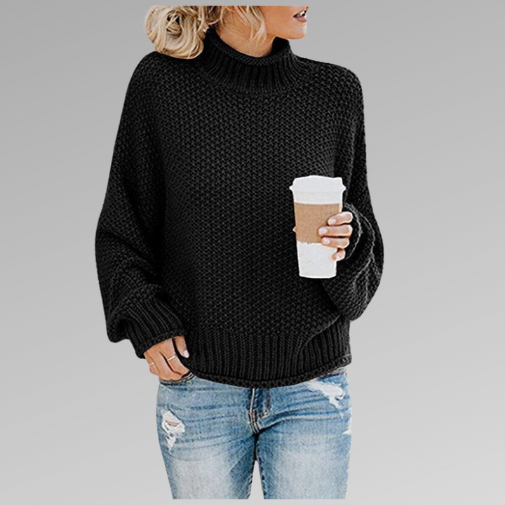 Joan – Chunky Knit Polo Neck Jumper