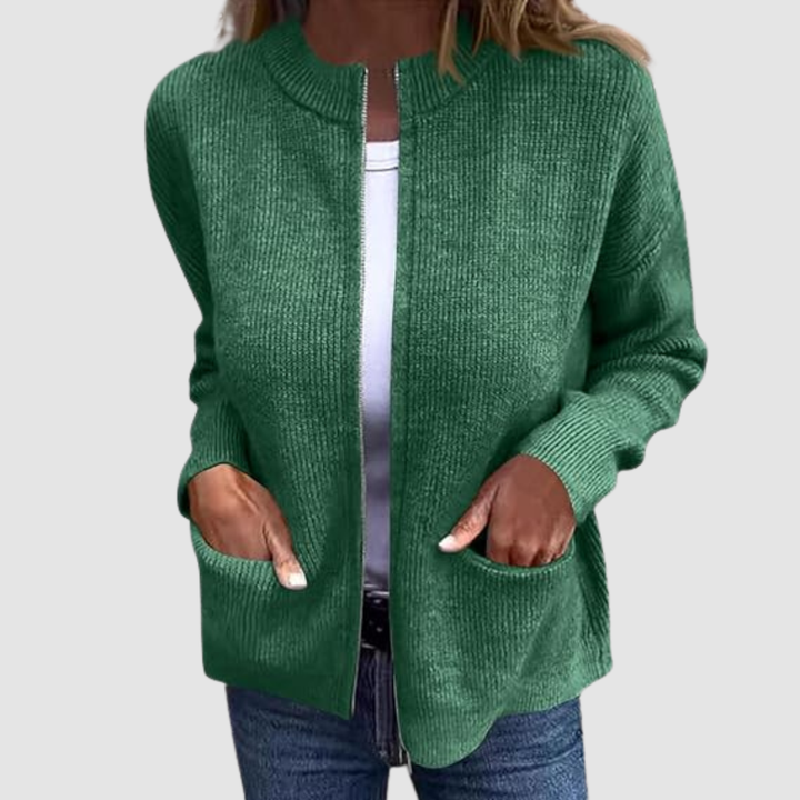 Sonia – Elegant Knit Zip-Up Cardigan