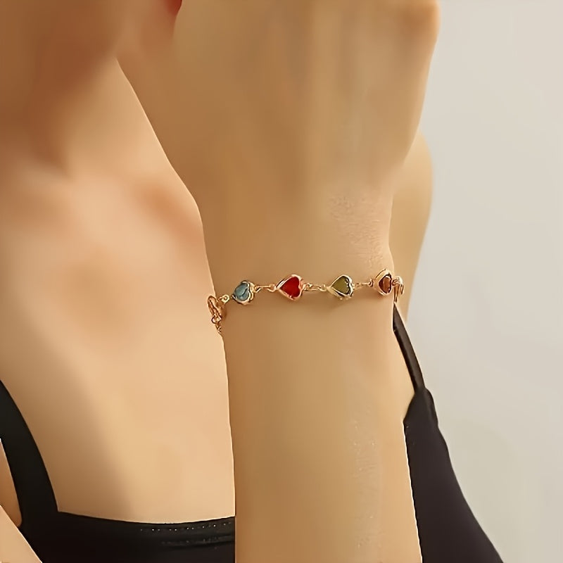 Vivien – Heart Crystal Chain Bracelet