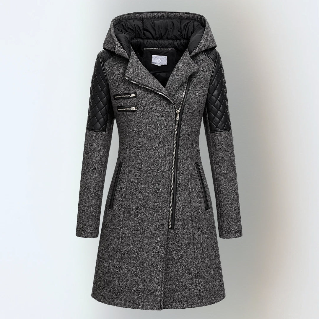 Veronica – Hooded Quilted Panel Winter Coat