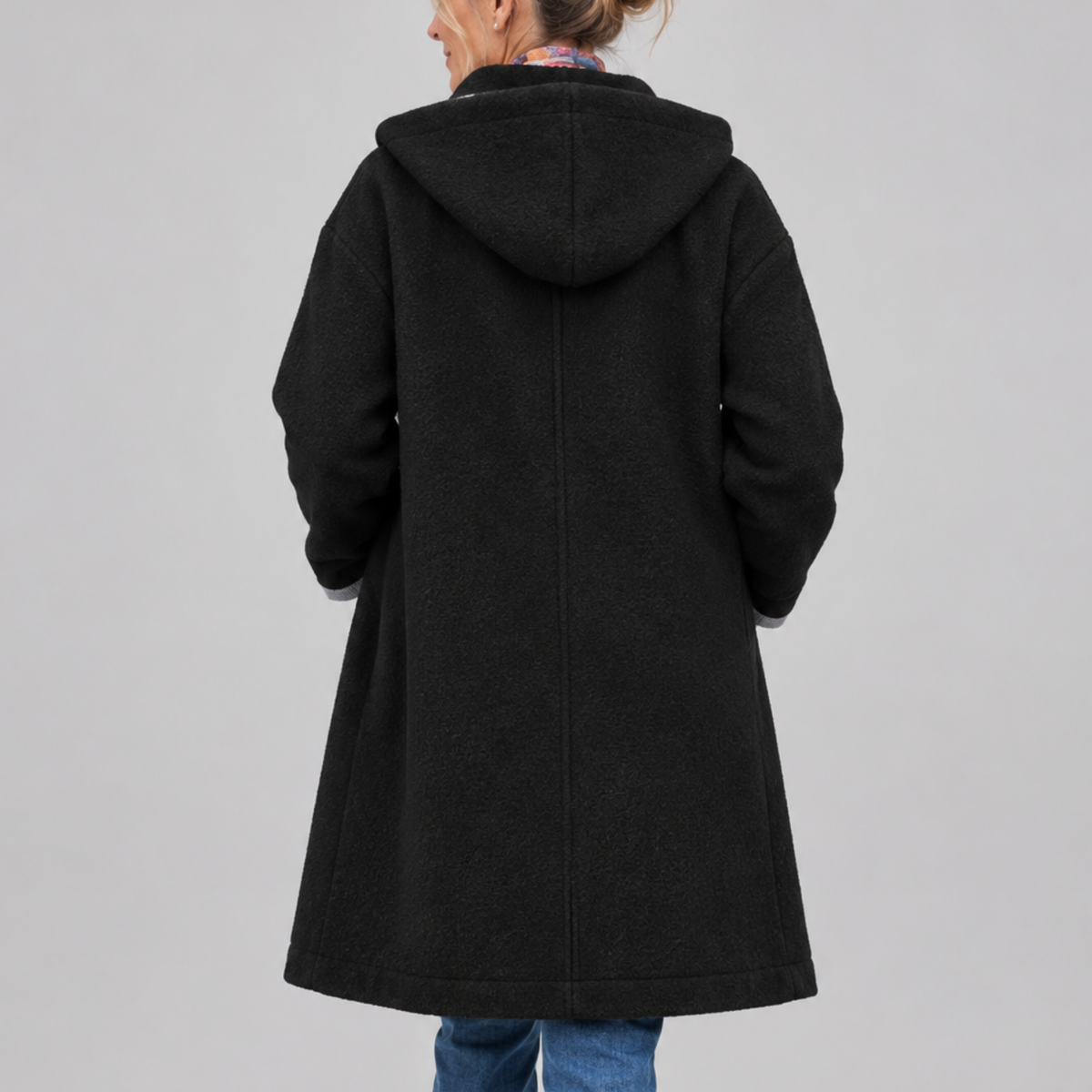 Lavinia – Hooded Button-Front Textured Coat