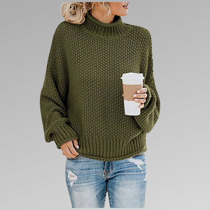 Joan – Chunky Knit Polo Neck Jumper