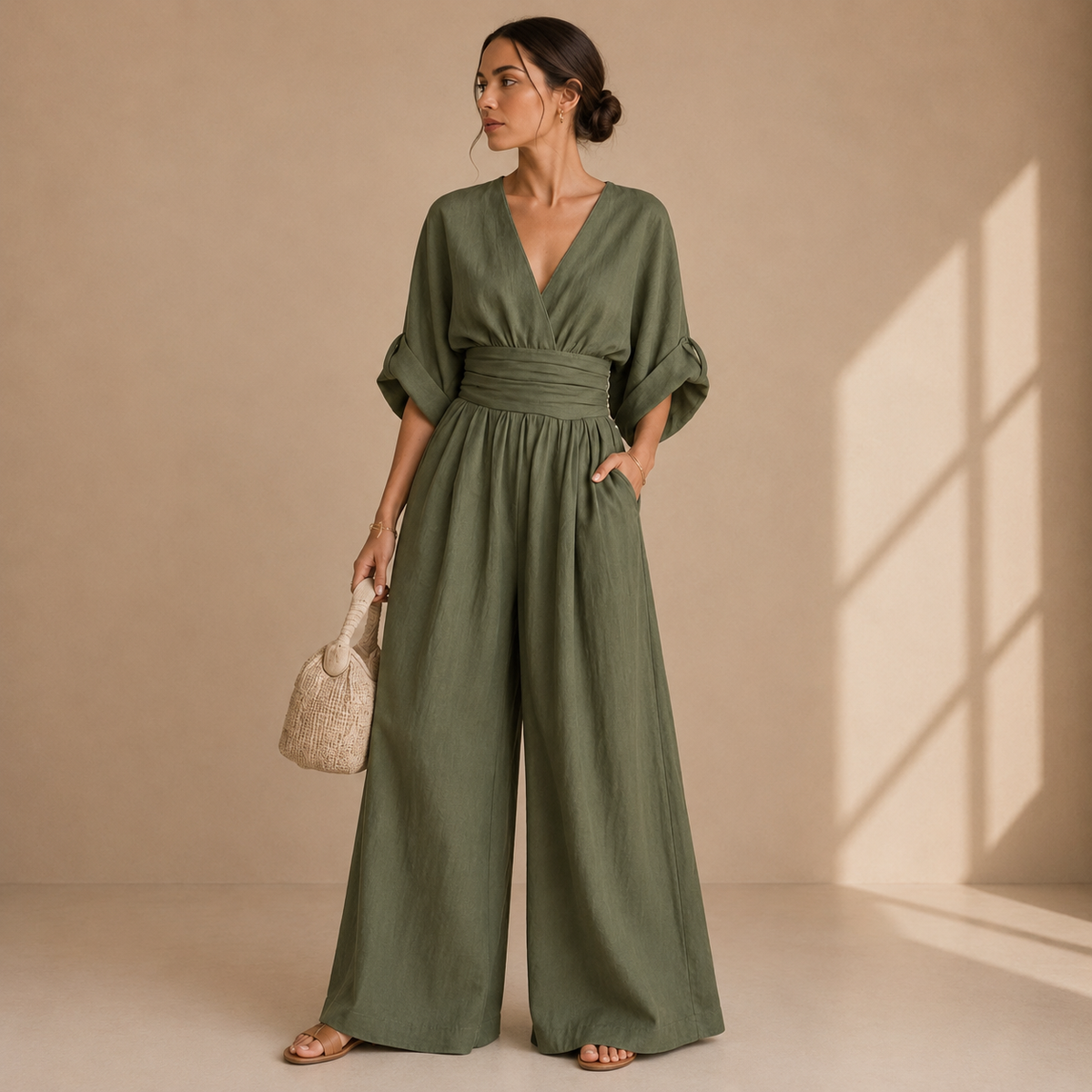 Saskia – Wide-Leg Wrap Jumpsuit