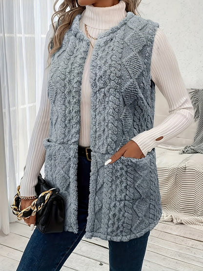 Mairead – Longline Sherpa-Effect Sleeveless Waistcoat