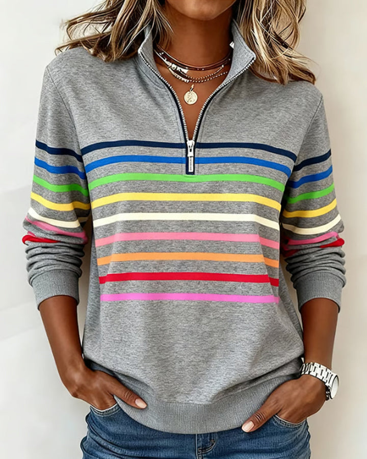 Bridget – Striped Quarter-Zip Casual Sweatshirt