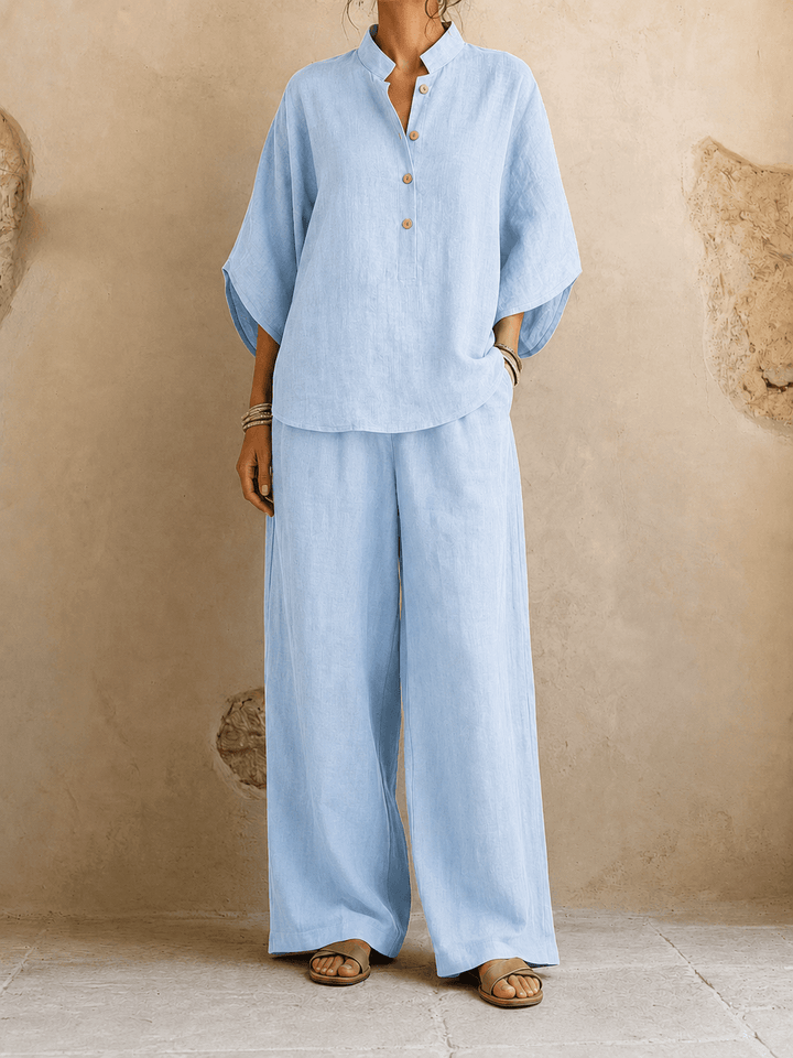 Zara – Batwing Blouse and Wide-Leg Trousers Set
