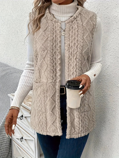 Mairead – Longline Sherpa-Effect Sleeveless Waistcoat