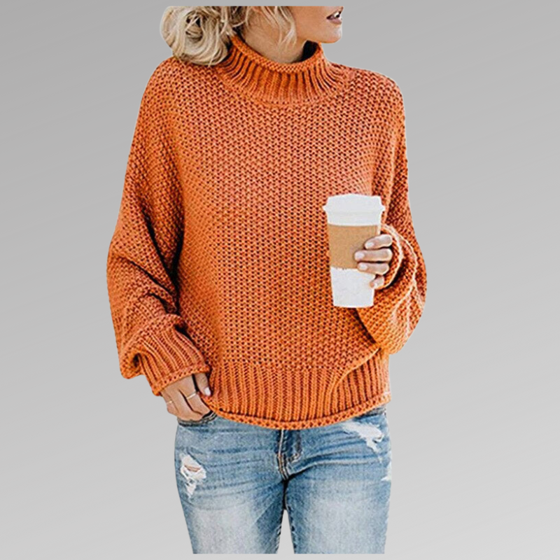 Joan – Chunky Knit Polo Neck Jumper