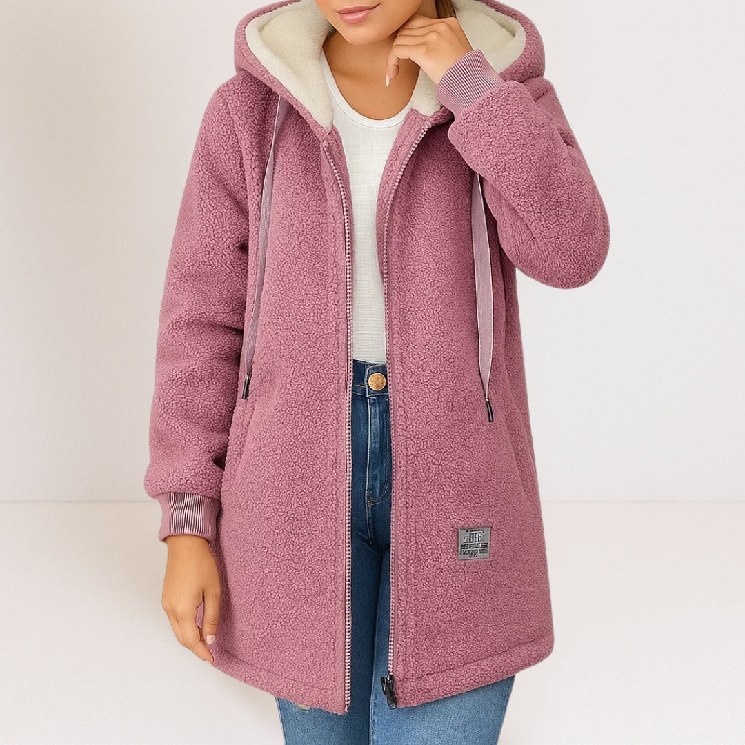 Geraldine – Longline Hooded Teddy Coat