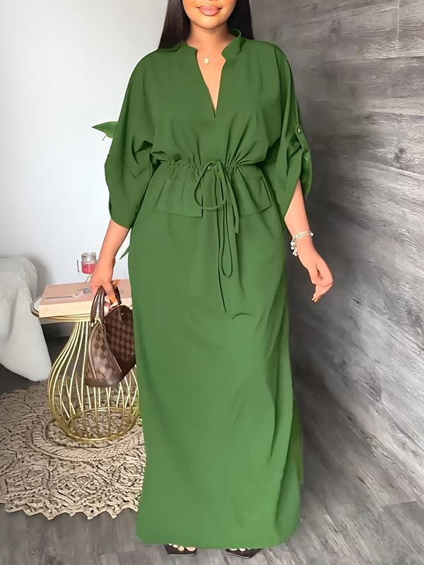 Esme – Drawstring Waist Casual Maxi Dress
