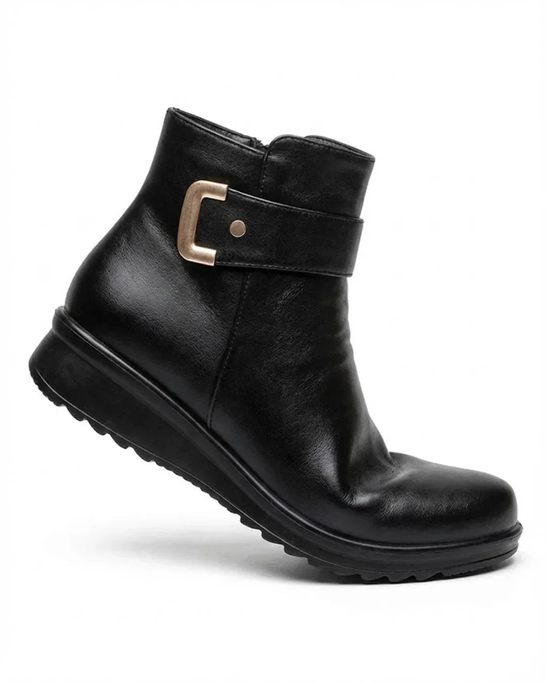 Nicola – Plush-Lined Buckle Strap Ankle Boots