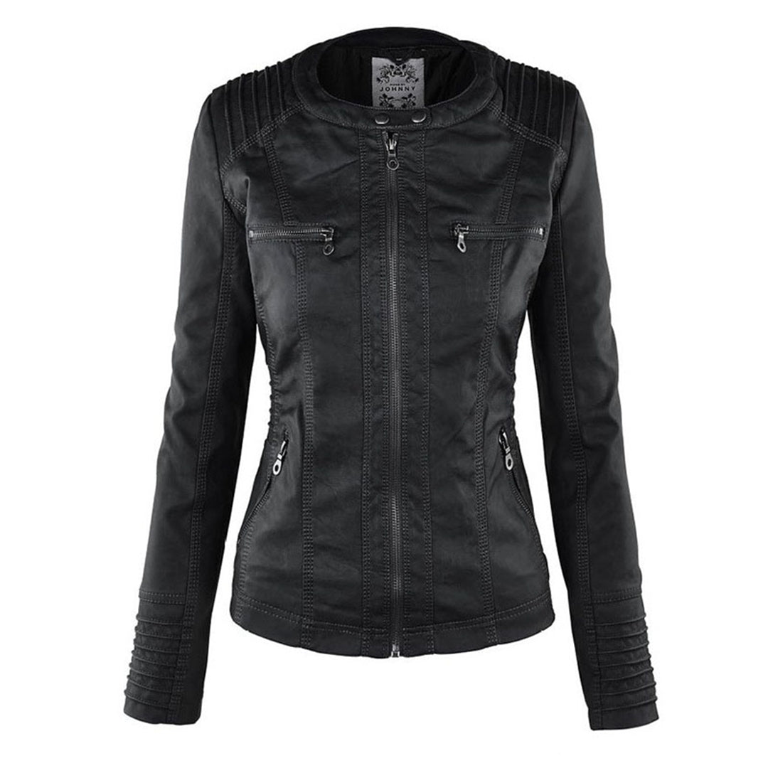 Bryony – Hooded Biker Jacket with Zip Detail