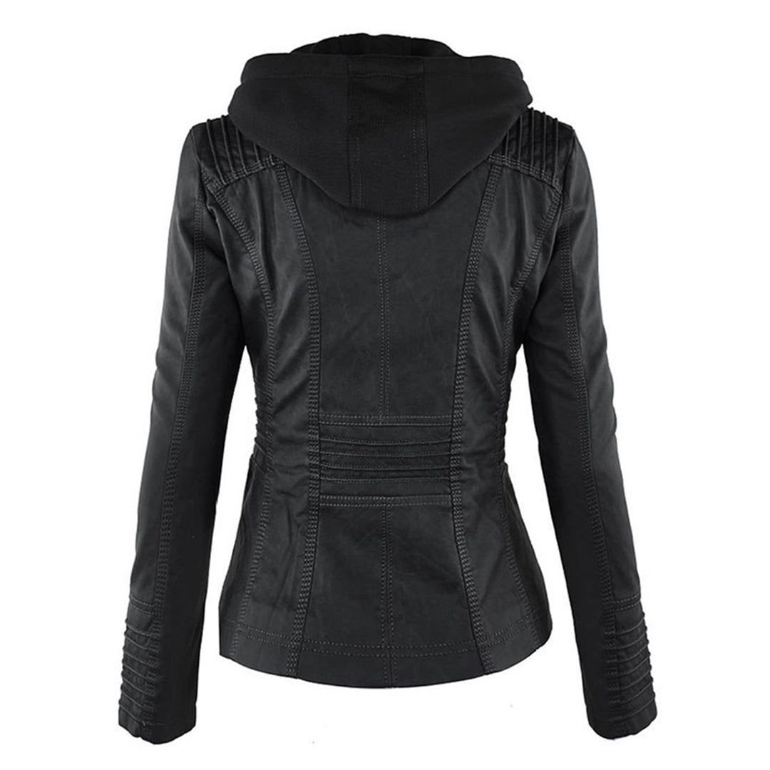 Bryony – Hooded Biker Jacket with Zip Detail
