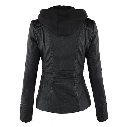 Bryony – Hooded Biker Jacket with Zip Detail