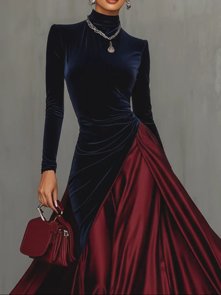 Iris – Velvet and Satin Two-Tone Maxi Dress