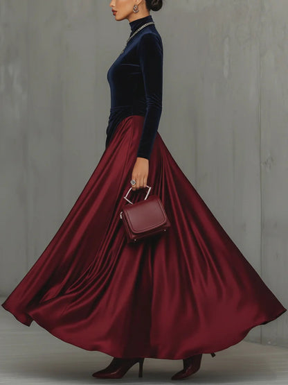 Iris – Velvet and Satin Two-Tone Maxi Dress